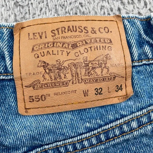 Vintage Levis Jeans Mens 32x34 Fits 29x34 Blue 550 Relaxed Fit Orange Tab 90s - Picture 4 of 13